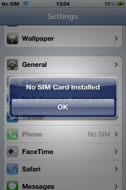 Invalid SIM