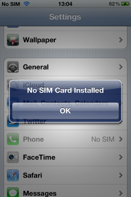iPhone 4S SIM Card Failure Invalid SIM