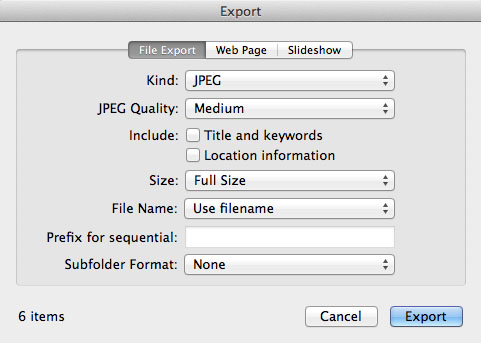 export images with iPhoto 3