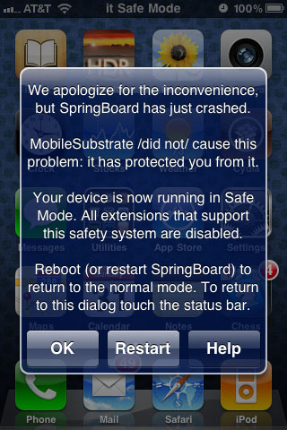 it Safe Mode iPhone warning
