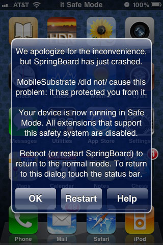 exit safe mode no iphone