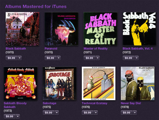 iTunes Black Sabbath 1970s early black sabbath