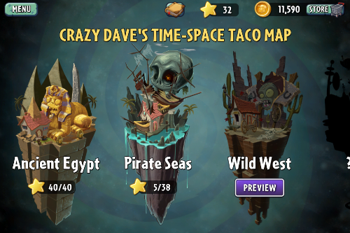 Crazy Dave's Time-Space Taco Map Kingdom Rush vs. Plants Vs. Zombies