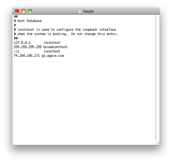 Mac OS X hosts list hosts file demo Mac