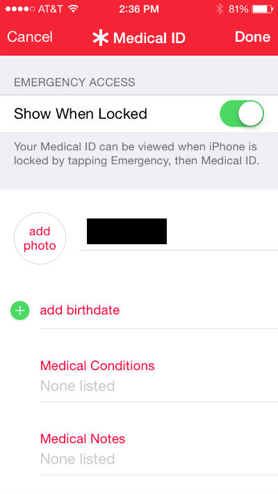 How to create a medical ID in iOS 8