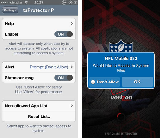 NFL mobile jailbroken iPhone NFL Mobile tsProtector P