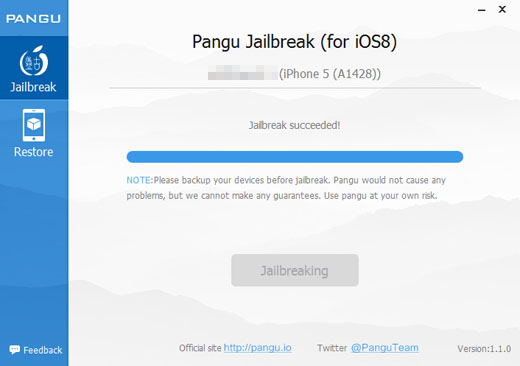 iOS 8.1 jailbreak Pangu complete