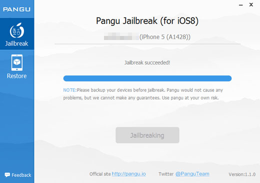 Pangu 1.1 English version Jailbreak iOS 8 complete iOS 8.1 jailbreak Pangu complete