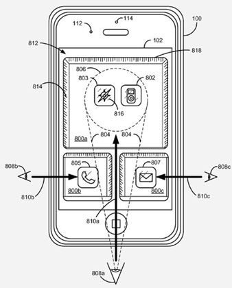 Patent 3D eye tracking iPhone interface