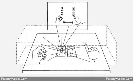 Apple three dimensional interface patent Apple patent 3D projection manipulation