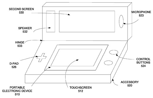 Apple patent gaming accessory”  title=