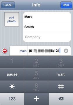 store extension number iphone