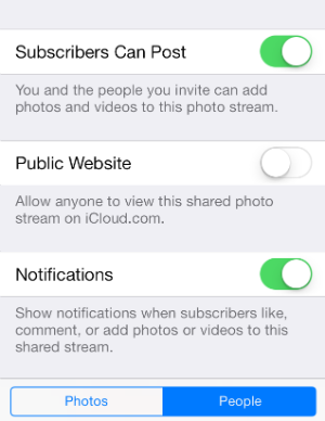 New Shared Album iOS 7 Photo Stream