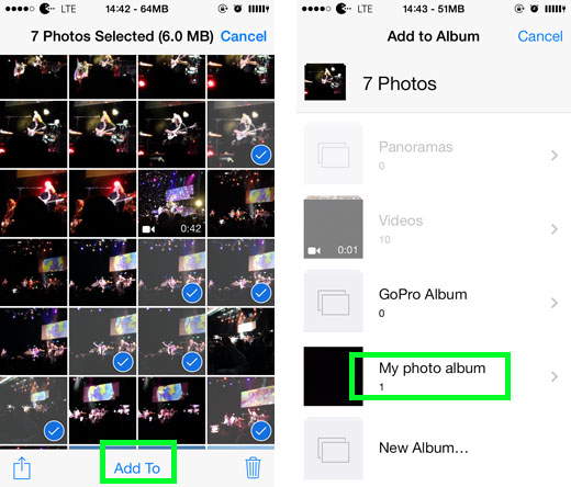 add photos to album iPhone add photos to album