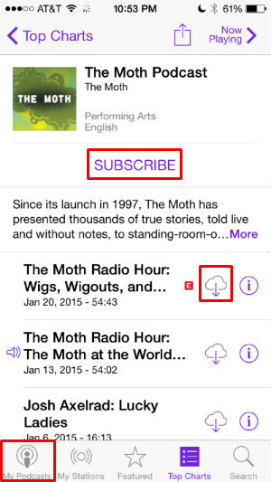 What does subscribing to a podcast do?