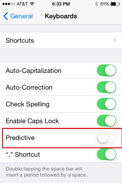 Disable Predictive Keyboard