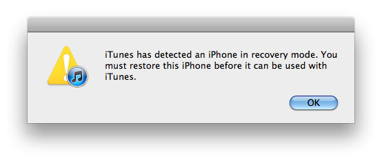 detected iPhone in recovery mode iPhone in recovery mode iTunes