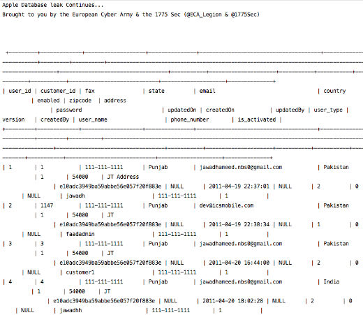 1775 Sec claims Apple database hack 1775 Sec claims Apple database hack