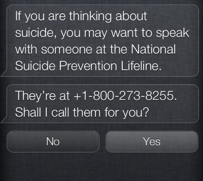 Siri Suicide Hotline