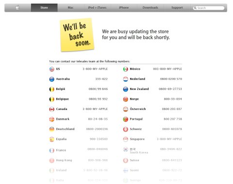 apple store down pending 3g iphone release?
