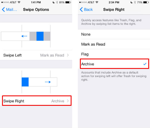 How to set Trash as a swipe option in iOS 8.