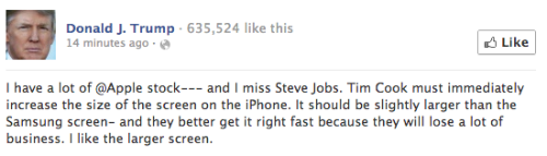 Donald Trump Apple Facebook Post Apple iPhone Phablet