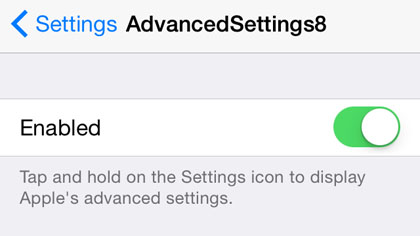 iOS 8.1 jailbreak settings toggle” title=