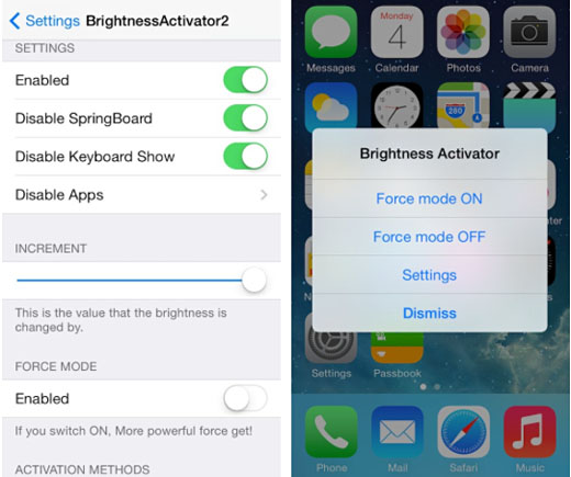 iOS 7 jailbreak Brightness Activator 2