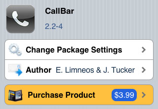 CallBar tweak Cydia