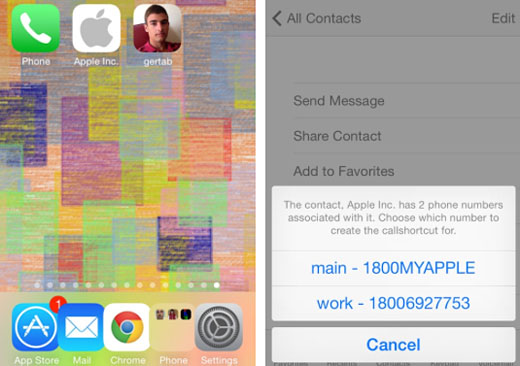 cydia tweak CallShortcut iOS 7 jailbreak contact icons