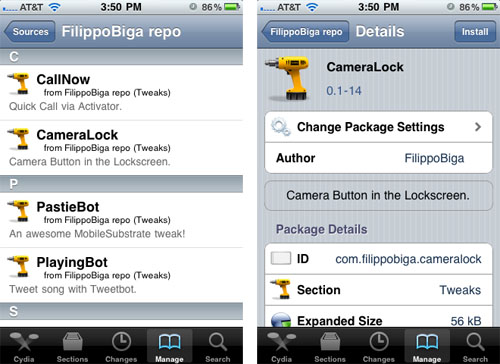 CameraLock Cydia tweak install