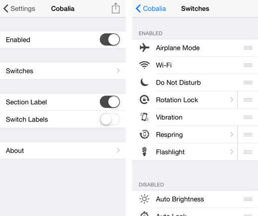 iOS 8.1 jailbreak custom switcher toggles” title=