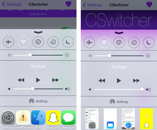 cydia tweak App Switcher CC iOS 7 jailbreak Control Center