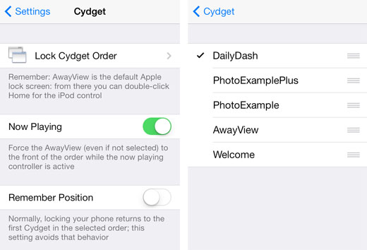 iOS 7 jailbreak Twitter trending lock screen setup Cydget