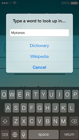 dictionary in control center