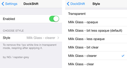 customize iOS 7 dock Cydia tweak DockShift