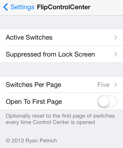 customize Control Center iOS 7 settings Cydia Flip Control Center tweak3