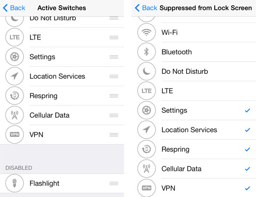 customize Control Center iOS 7 toggles Cydia Flip Control Center tweak3