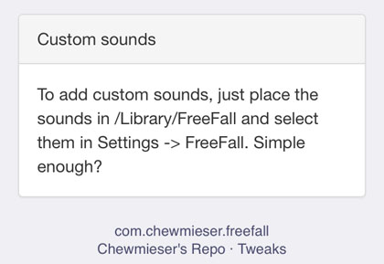 cydia tweak Wilhelm Scream iOS 7 jailbreak Free Fall