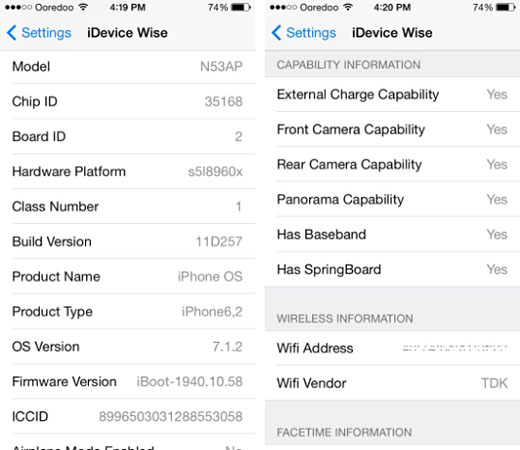 iOS 7 jailbreak system info