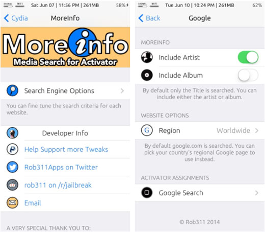 cydia tweak activator more info iOS 7 jailbreak MoreInfo