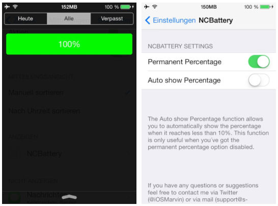 jailbreak tweak NCBattery jailbreak tweak NCBattery