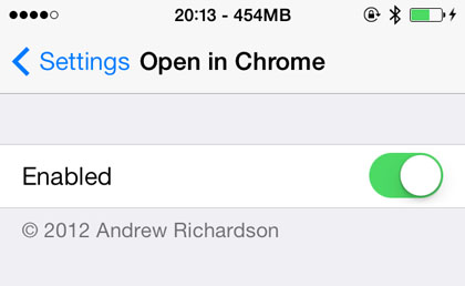default browser tweak Chrome browser iOS 7