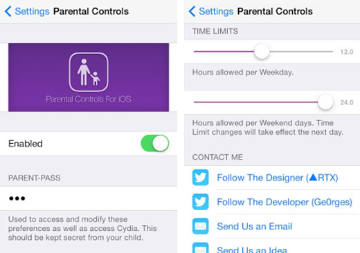 cydia tweak Parental Controls for iOS iOS 7 jailbreak time limit
