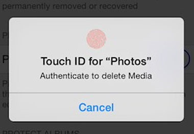 iOS 8 Touch ID delete photos” title=