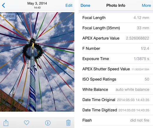 iOS 8 EXIF data