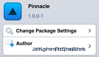 iOS Pinnacle settings shortcut Pinnacle tweak Cydia iOS