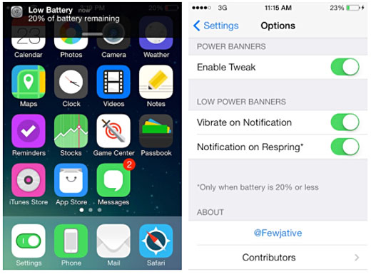 iOS tweak power notification
