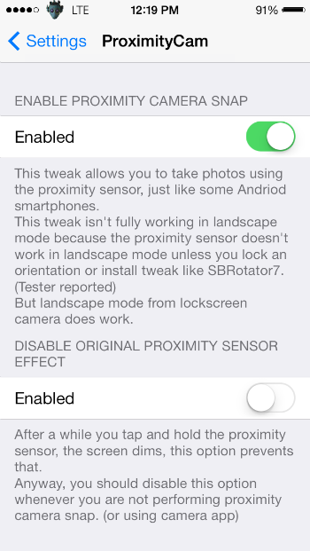 ProximityCam jailbreak tweak