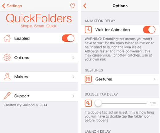 cydia tweak Quick Folders iOS 7 jailbreak QuickFolders